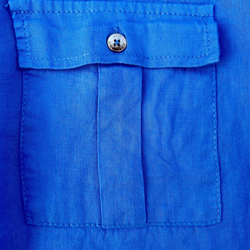 Jones New York linen Shirt Top Silver Zipper Front Sz. Medium - Picture 2 of 10